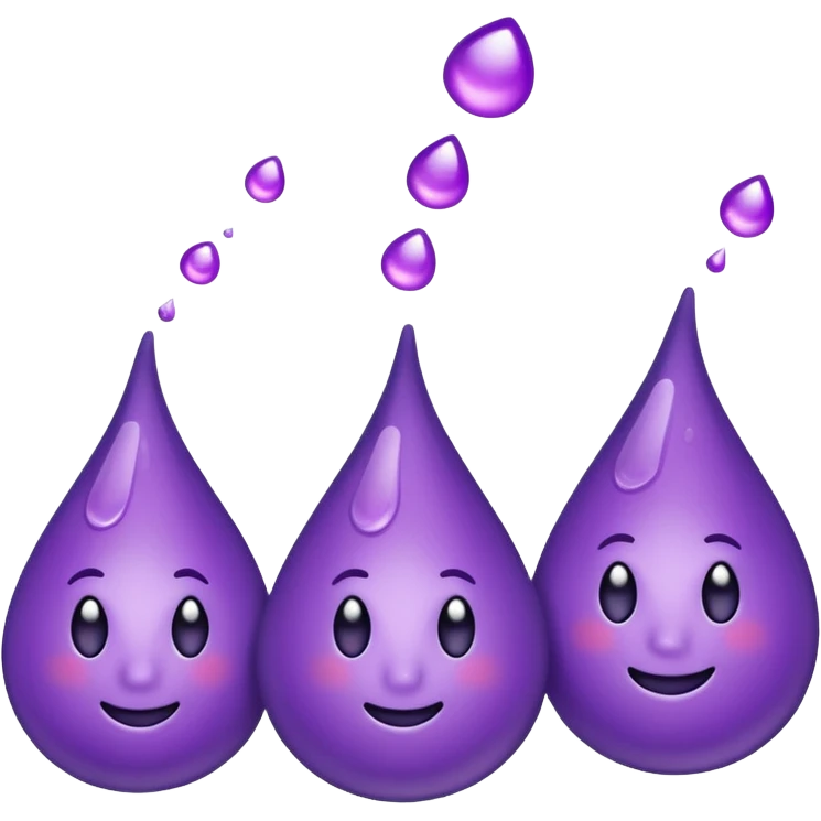 3 purple Drops with kool aids signature color, Juicy , no faces, just like the drops emoji 💦, just singular no extras, spraying left emoji