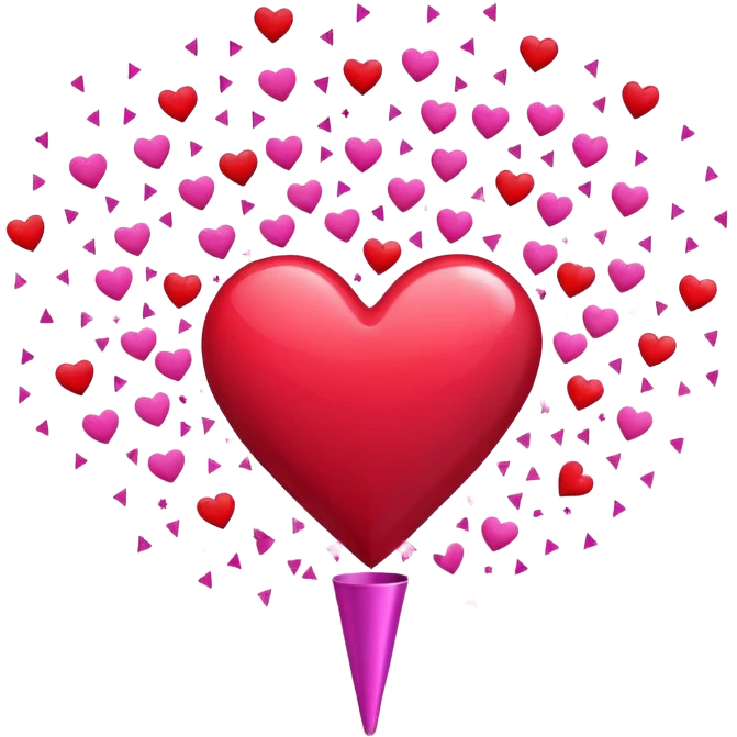 party popper that shooting out heart confetti emoji
