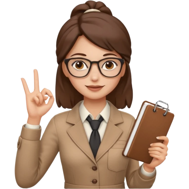 คาแรกเตอร์: เป๊ะ ฉลาด ละเอียด
ลุคอิโมจิ:

ตาสีน้ำตาลโกโก้ สุขุม

แว่น / ผมรวบเรียบร้อย
ผิวขาว

เสื้อเชิ้ต / ลุค working woman

ท่าถือโน้ต / โอเคไซน์
ฟีล: smart, organized girl emoji