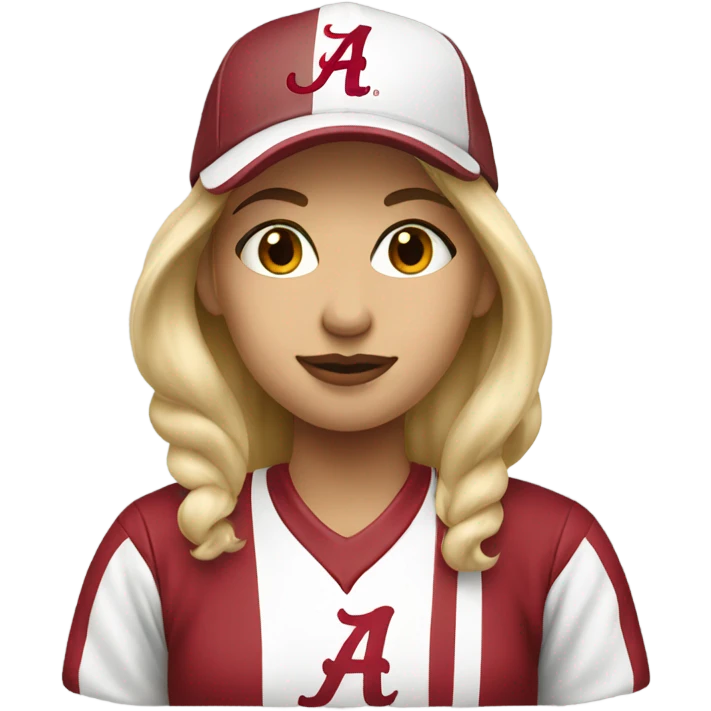 Blonde women wearing Alabama sweatshirt and hat  emoji
