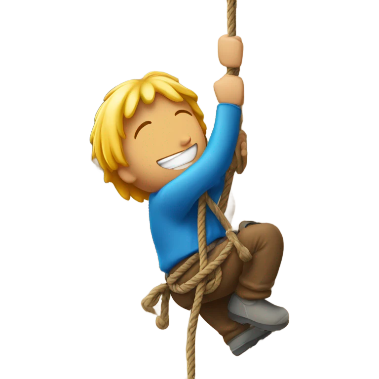 Person rock climbing with rope emoji