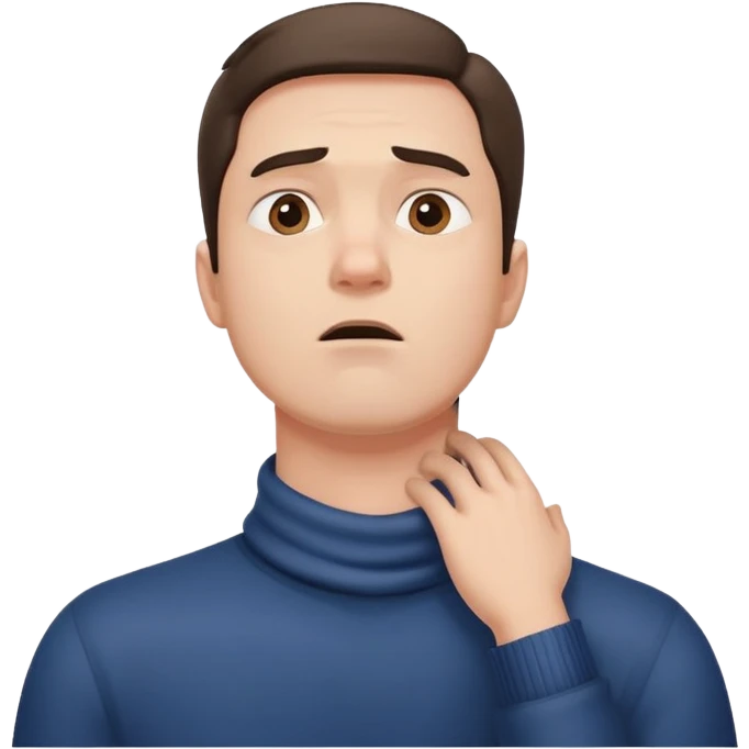 Guy annoyed hands over neck looking up at the sky  emoji