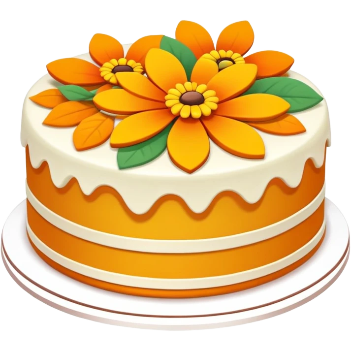 Double Ninth Festival Chongyang cake with layers and flower decorations, simplified emoji style with bold outlines and bright colors, cartoon style traditional autumn pastry emoji