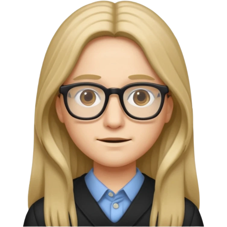 persona con cabello largo y lentes emoji