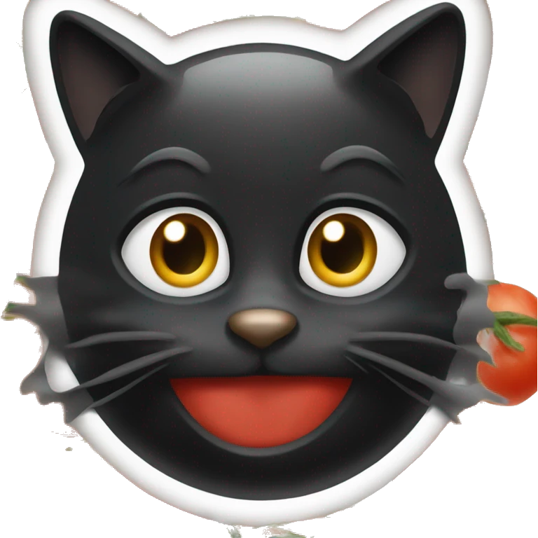 black cat food tomato emoji