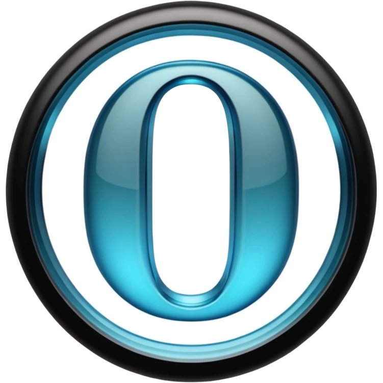 Photo of a 3d made of glass letter "О", black solid background, symmetrical emoji