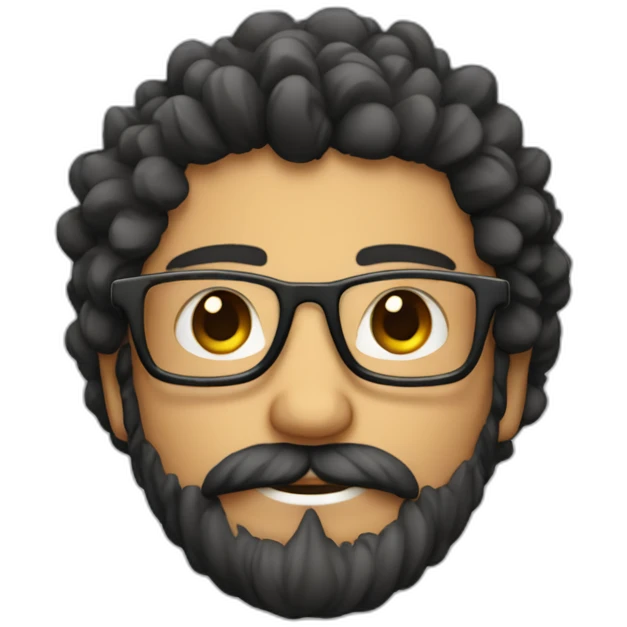 chico con barba con canas gafas pelo peinado a un lado emoji