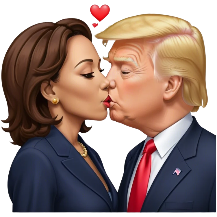 Trump and Kamala kissing emoji