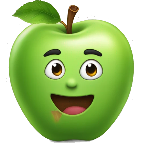 green apple that says brat on it emoji