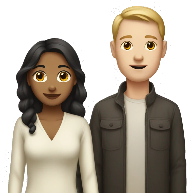 olive skin woman and pale skin man emoji