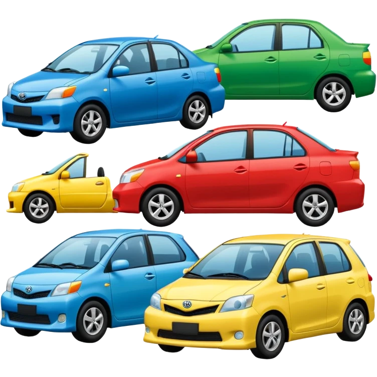 group of 4 Toyota cars emoji style emoji