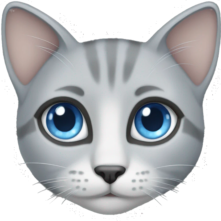 Heute cat with Blue eyes, grey ears and grey nose and grey laps emoji