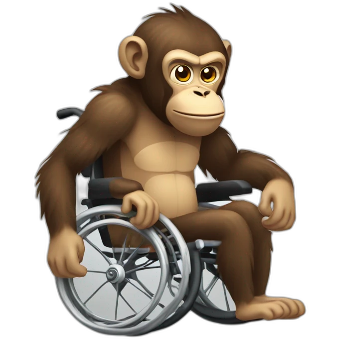 angry monke with small ferocious eyes cute wheelchair emoji