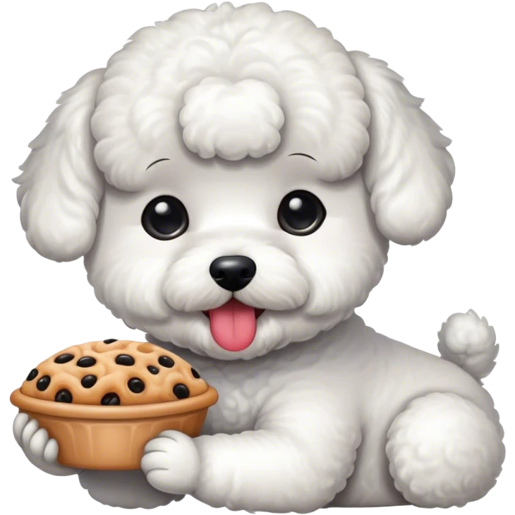 Bichon eating food emoji
