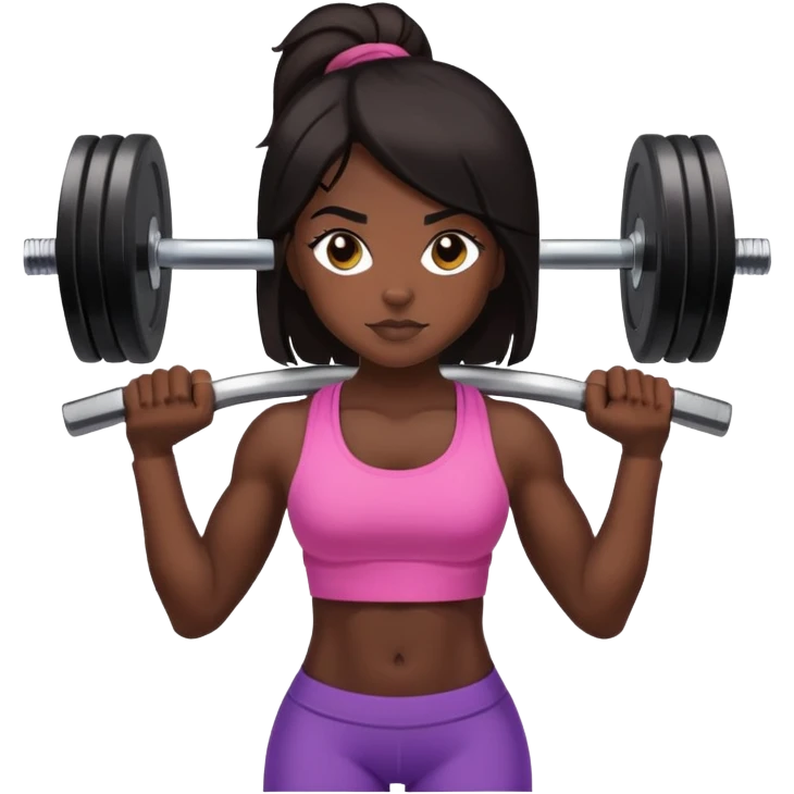 black dark girl tied dark hair lifting weights gym emoji