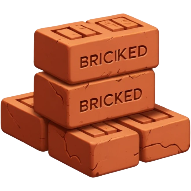 Two red bricks stacked on top of each other with the phrase “Bricked Up” them emoji