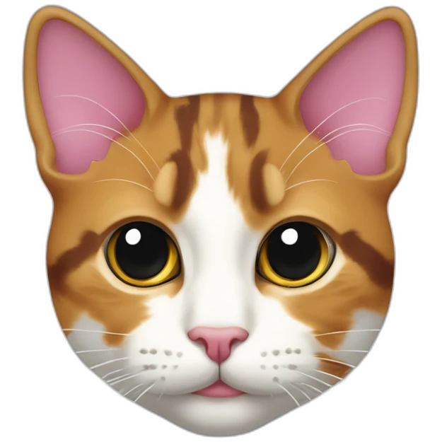 young calico cat face with a pink nose and a white chin emoji