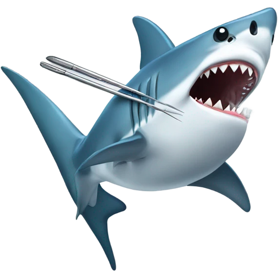 Shark holding tweezers emoji