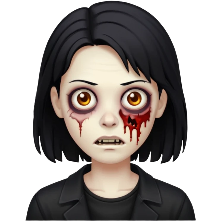 Zumbi com cabelo preto de tamanho médio e roupa preta  emoji