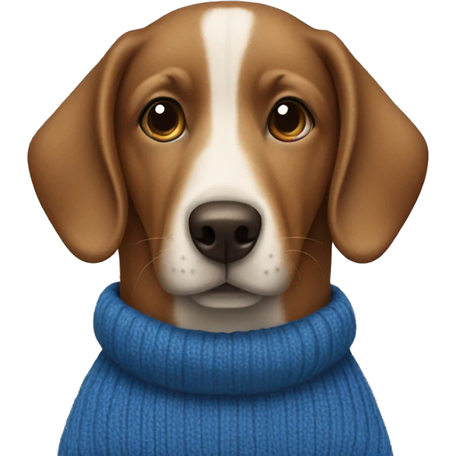 brown dog wearing a blue jumper emoji