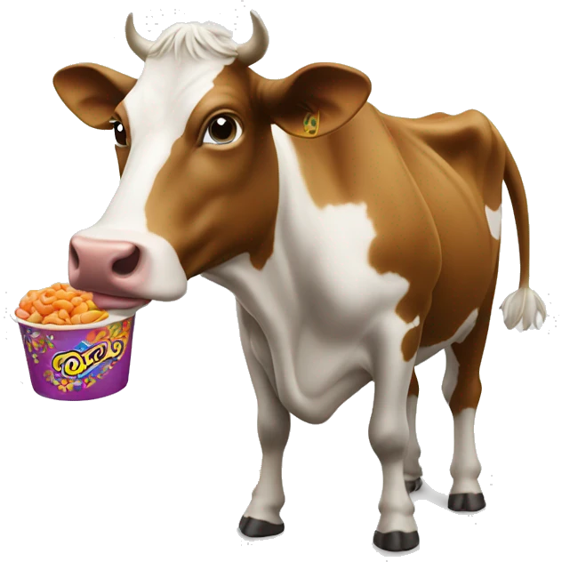 Cow eating fruit loops  emoji