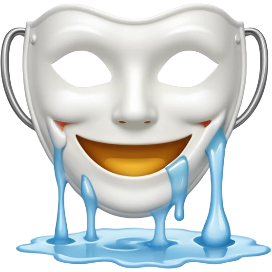 Smile mask being taken off a melting smile emoji