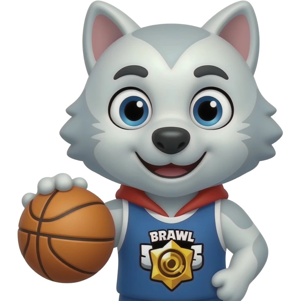 Brawl stars, elinde basketbol topu tutan beyaz kurt leon emoji