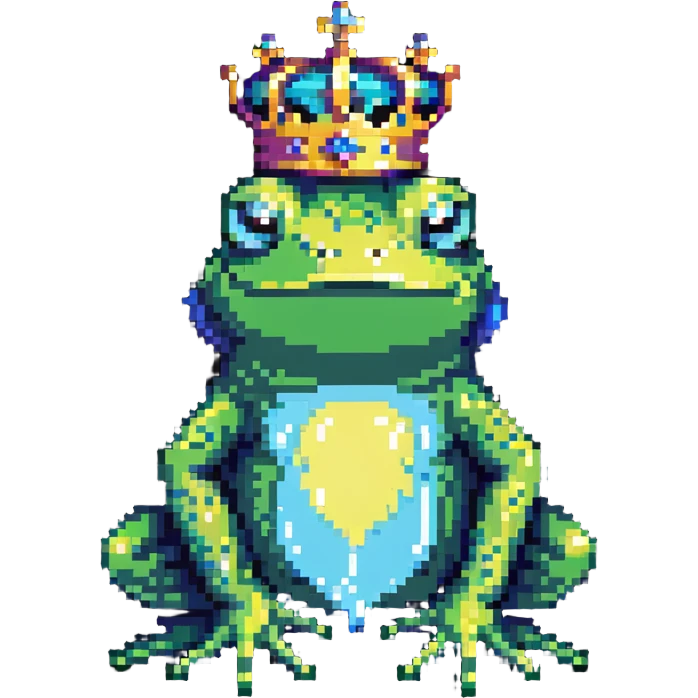 frog king with crown and glowing aura emoji