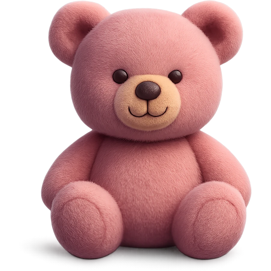 A cute teddy bear with soft plush fur, round ears, and a friendly smile. The bear has a stitched nose and gentle eyes. emoji