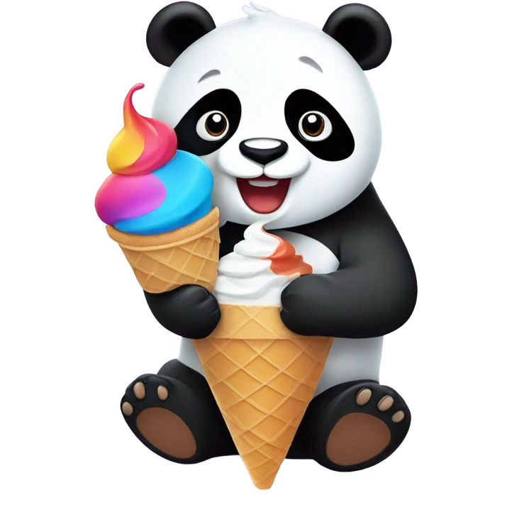 Panda eating ice cream emoji