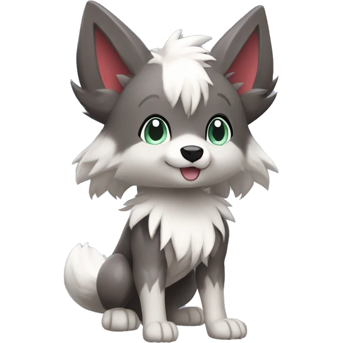 Kawaii Cool Chibi Poochyena-Rocruff-Lycanroc-Pokémon Full Body Detailed High Quality emoji