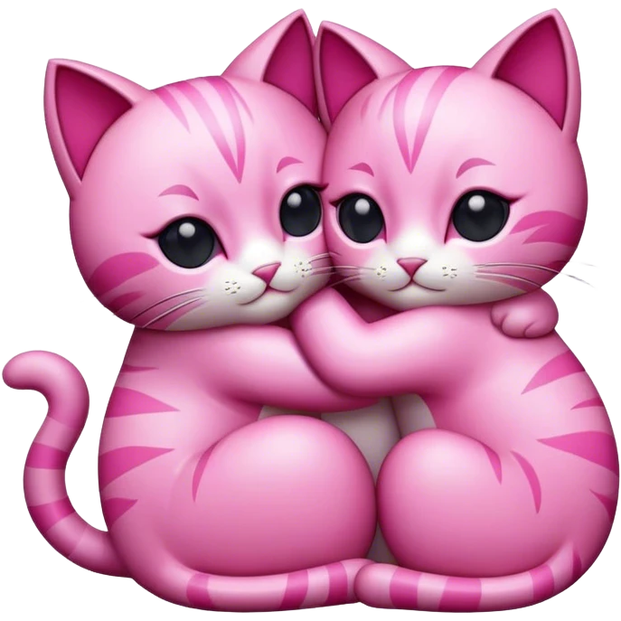 Pink cats hugging emoji