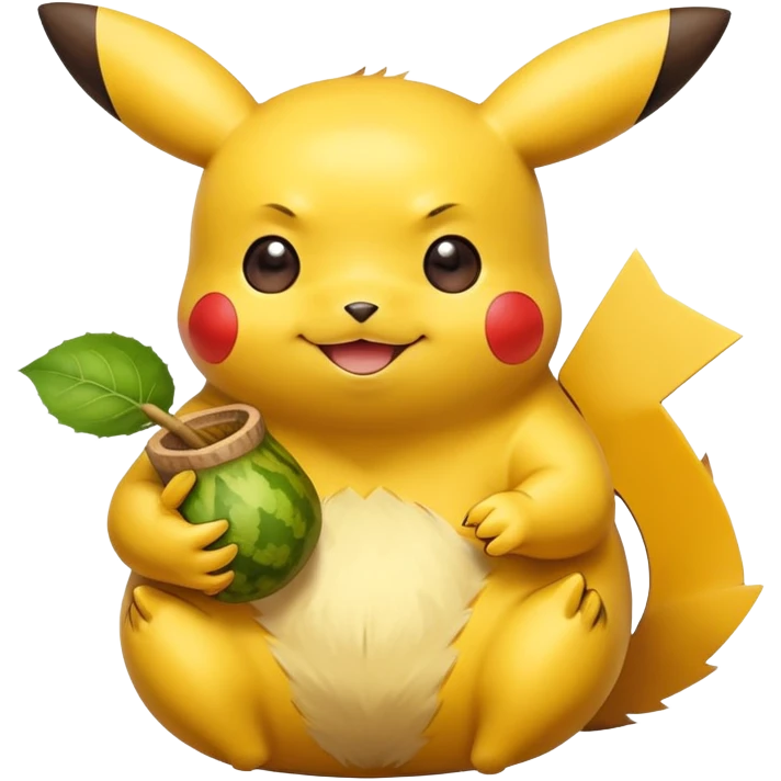 Cute happy Pikachu sipping from gourd Yerba mate from Argentina in hanD emoji