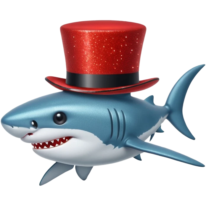 red glitter top hat shark emoji