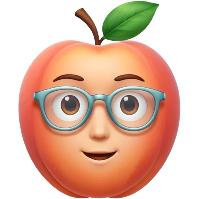 A 3D cartoon transparent peach-coral spectacle with subtle shine and curved frame edges, isolated on soft plain background, Memoji-style. emoji