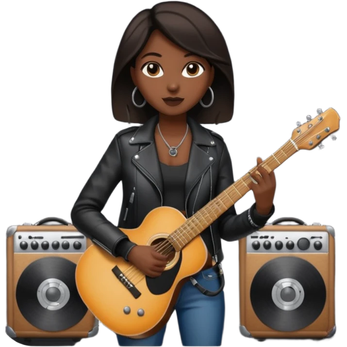concert black Cable reels connected do a guitar woman emoji
