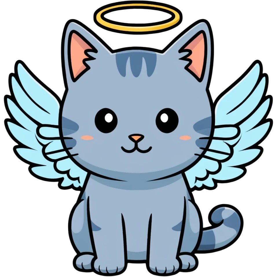 Blueish gray cat with angel wings emoji