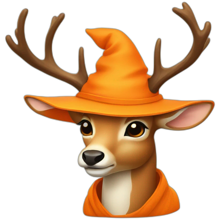 deer in orange witch hat emoji
