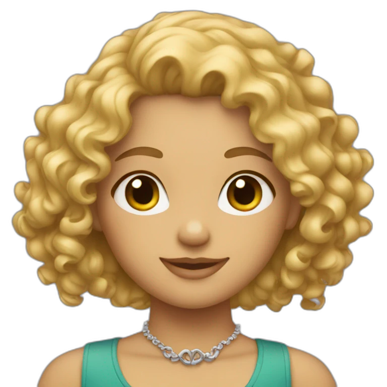 Blond curly-haired girl with necklace emoji