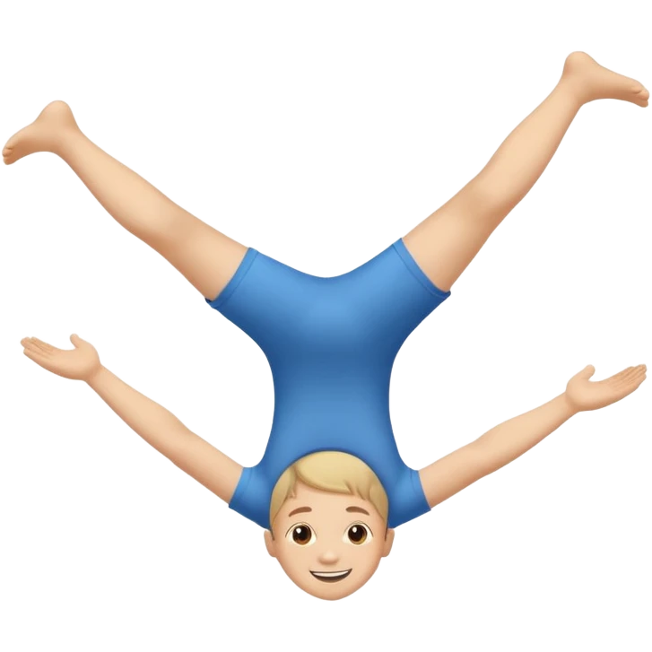young kid in mid-somersault, cheerful emoji