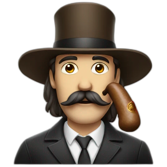 Man with very long hair mustache and cigar emoji