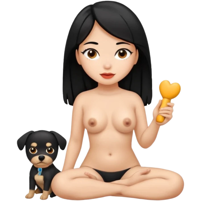 Black hair Latina girl sitting a sex toy naked doggy style  emoji