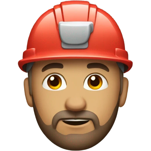 Short lumberjack man bald brown eyes helmet emoji