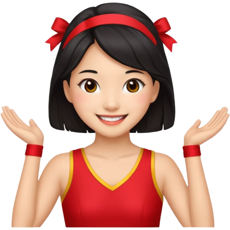 red cheer leader dress, asian emoji