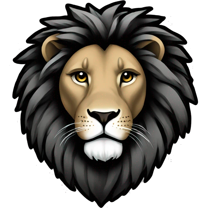 lion head outlines on a field of black emoji