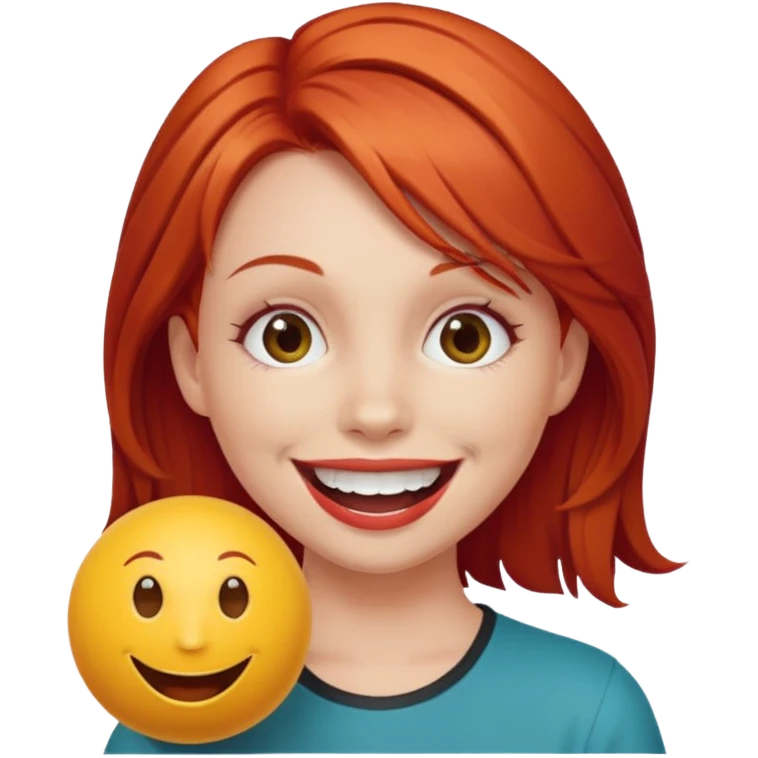 Рыжая девушка с кляпом шаром emoji