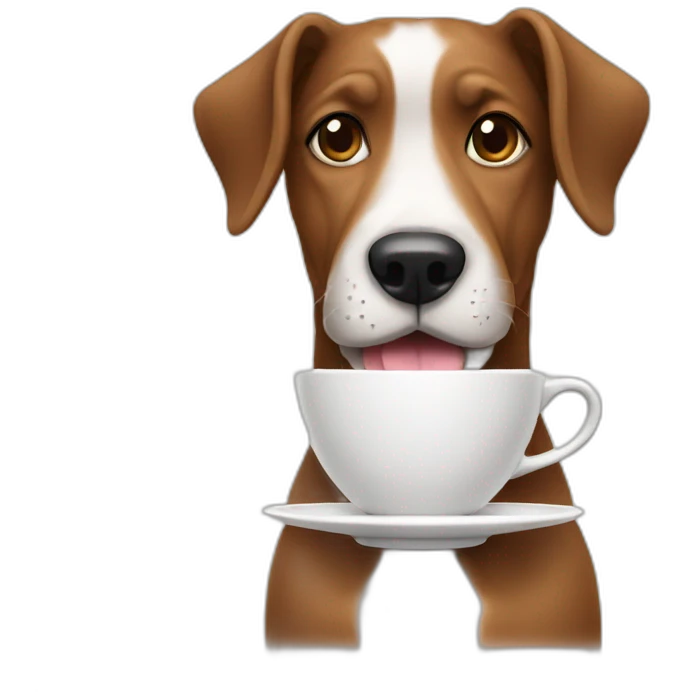 Dog drinking coffee emoji