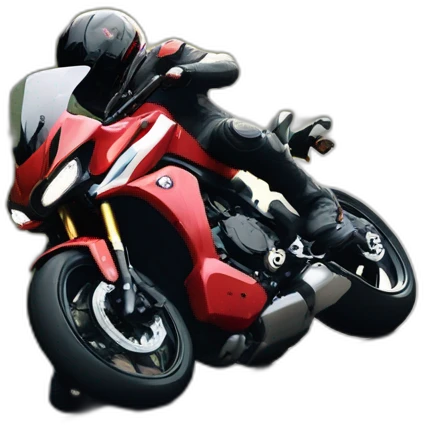 Racing driver on Yamaha tracer 9 red in cornering position emoji