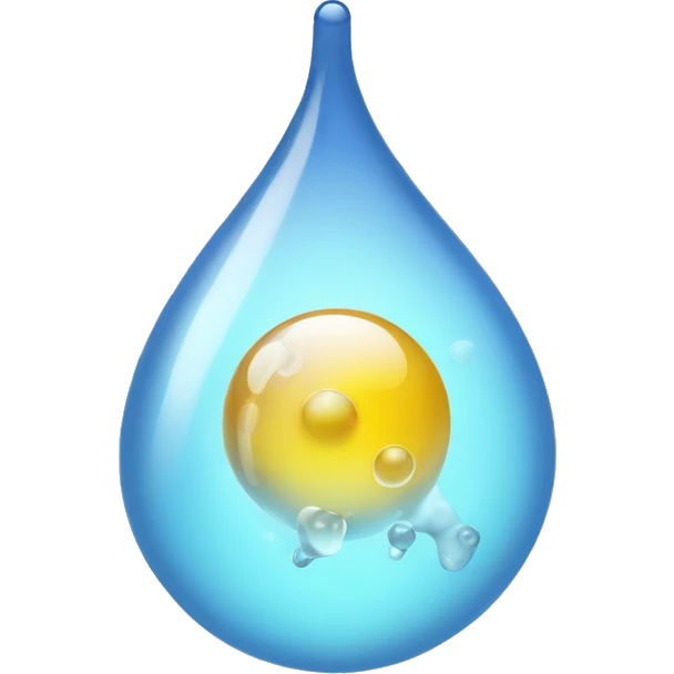 a droplet behind a molecule emoji