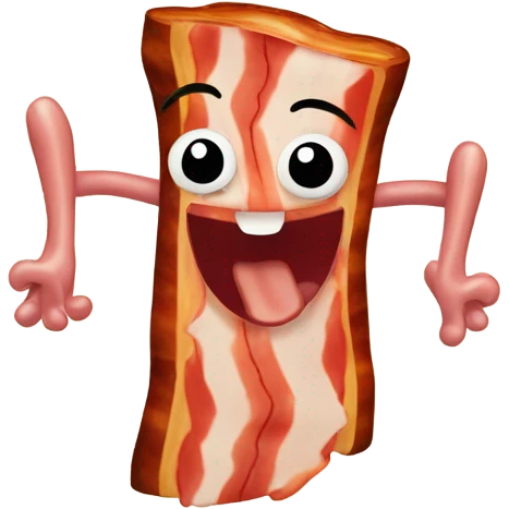 Bacon smiling with arms and legs emoji